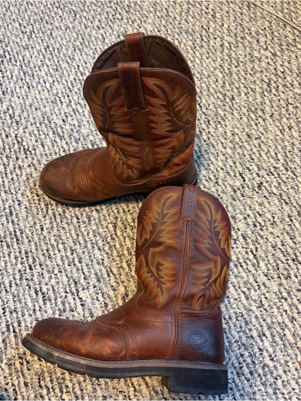 Justin Boots Brown Embroidered Western Cowboy Boots